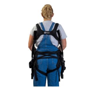 Back woman wearing a egzoszkielet Wave